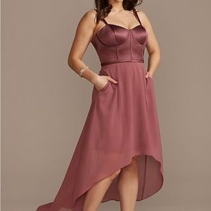 Davids Bridal Chiffon Corset Bodice high-low dress size 10.